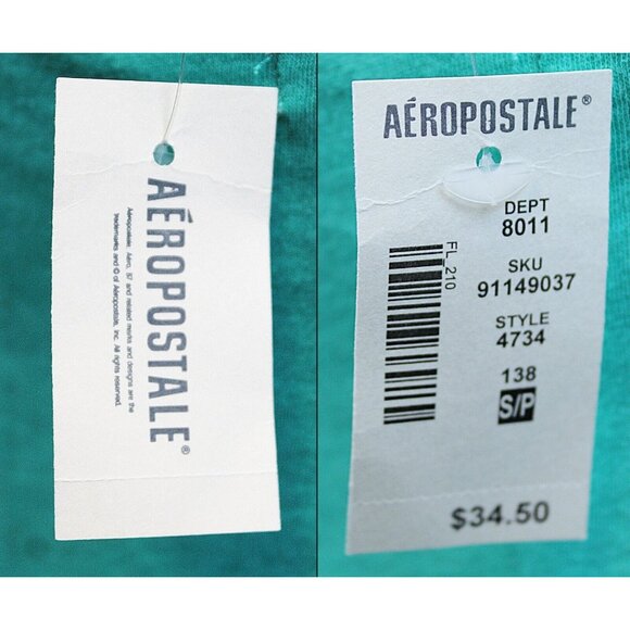 Aeropostale Teal Tank Top sz S Lace Sleeves Stretch Ruffle Casual Comfort Spring - Picture 7 of 9